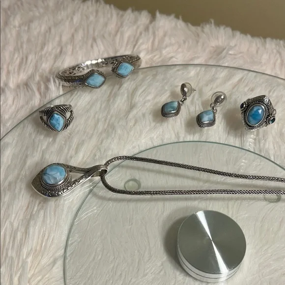 Luxury Artisan of Bali Larimar Pendant, Artisan-Crafted in Solid Sterling Silver - Picture 11 of 16